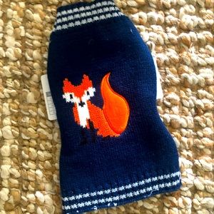 Small dog blue sweater with fox image in xs